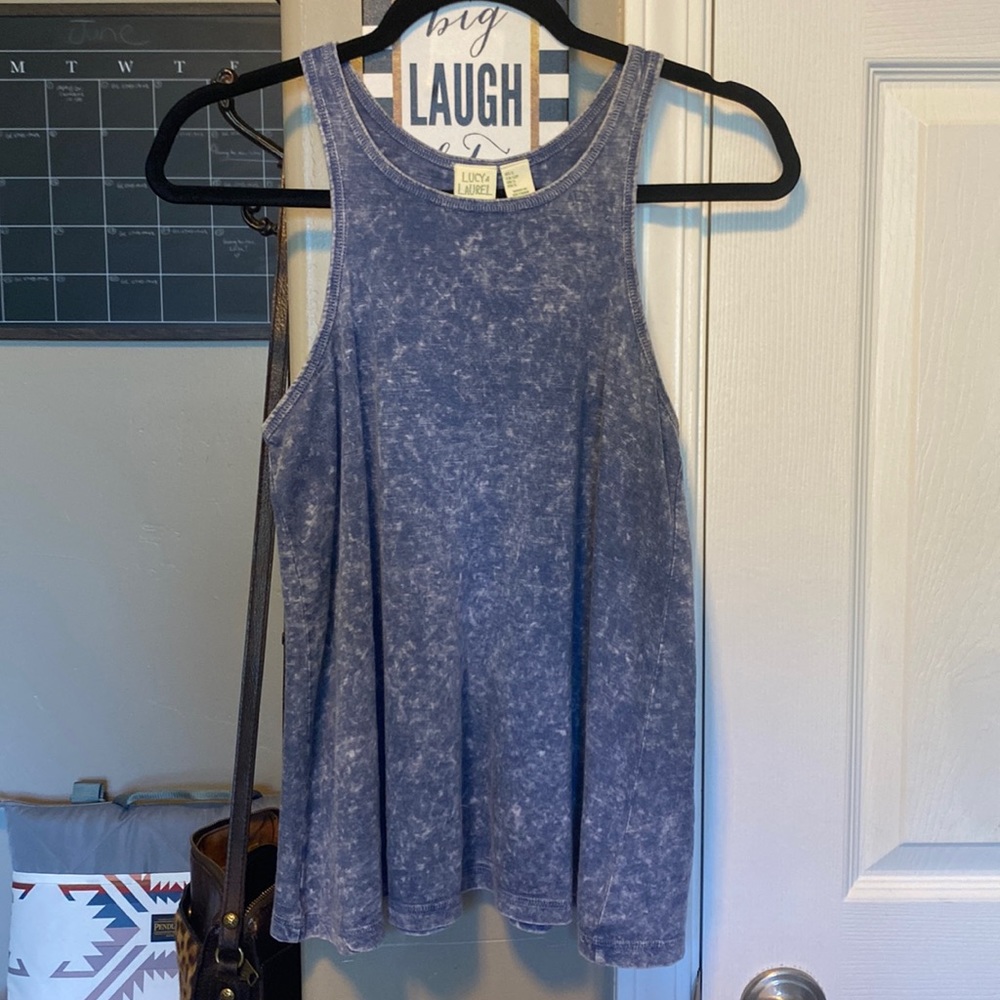 Blue and white racer back tank   #38